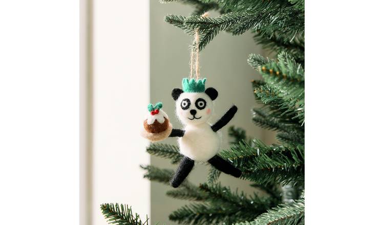 Habitat Single Panda with Pudding Christmas Hanging Ornament