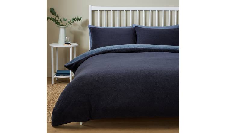 Argos Home Double Sided Fleece Blue Bedding Set - Single
