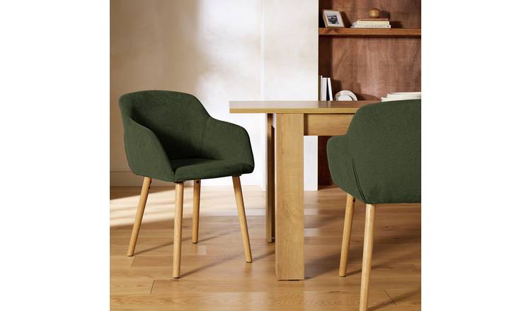 Argos Home Alarik Pair of Fabric Dining Chairs - Green