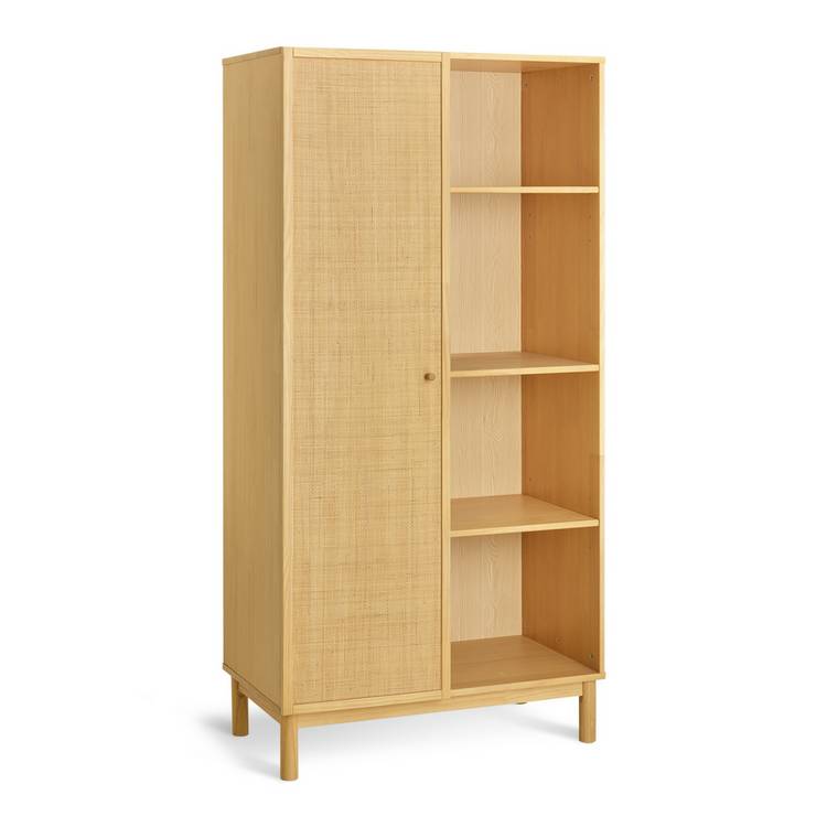 Habitat Simone 1 Door 4 Shelves Wardrobe - Oak 0