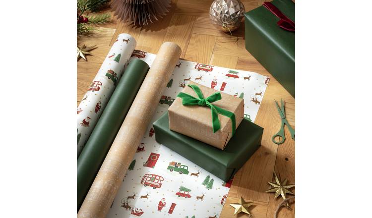 Argos Home 3 Rolls Traditional Christmas Wrapping Paper