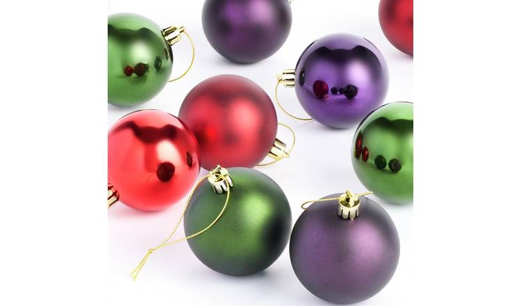 Habitat Pack of 9 Shatterproof Multicolour Baubles