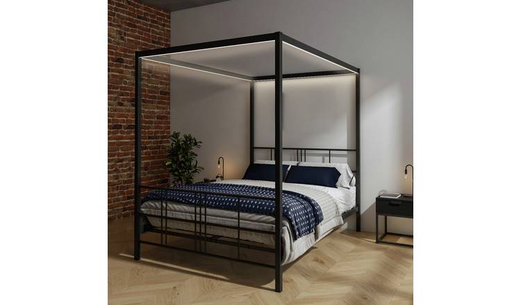XR Living Fern 4 Poster Double Bed Frame - Black