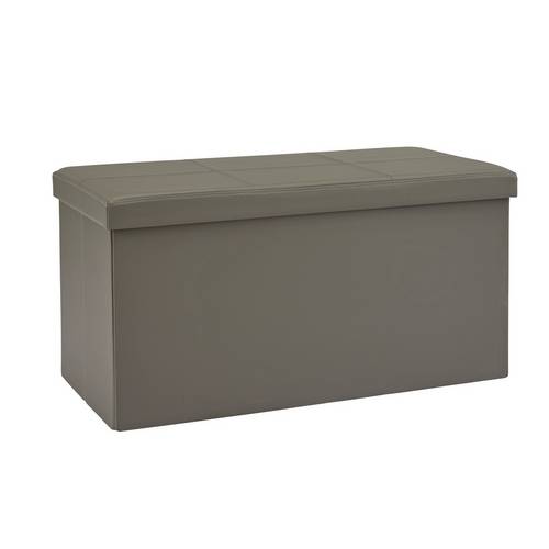 Buy Argos Home Large Faux Leather Stitched Ottoman Grey Ottomans
