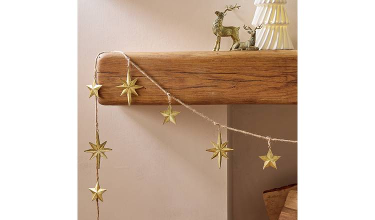 Habitat Gold Coloured Vintage Iron Star Chain Garland