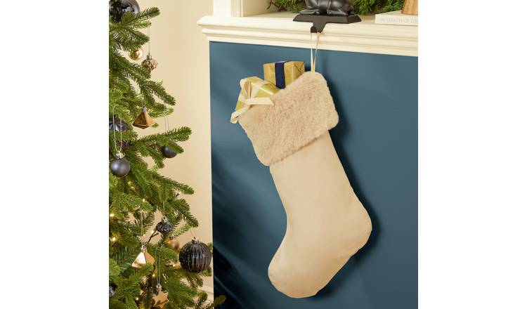 Habitat Taupe Fur Christmas Stocking