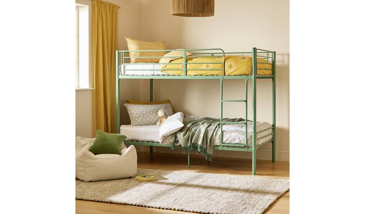 Argos Home Mason Single Metal Bunk Bed - Sage Green