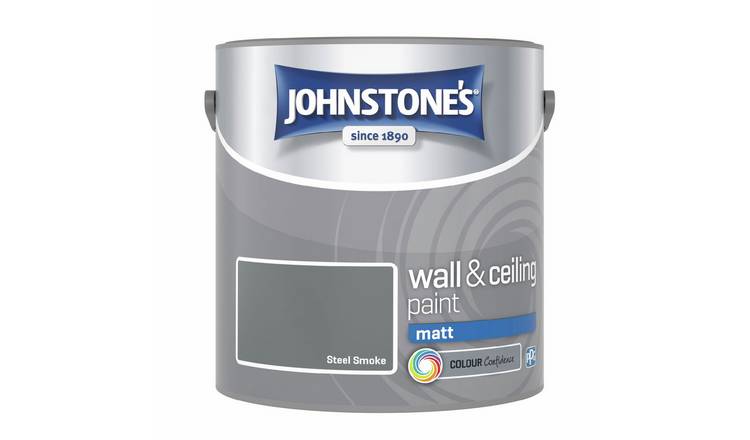 Johnstone's Wall & Ceiling Steel Smoke Matt Paint 2.5L -Grey