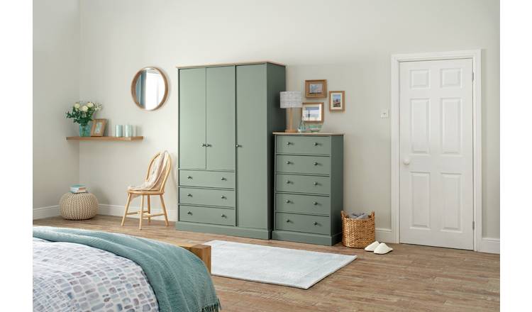 Argos Home Kensington 3 Door 3 Drawer Wardrobe - Sage Green
