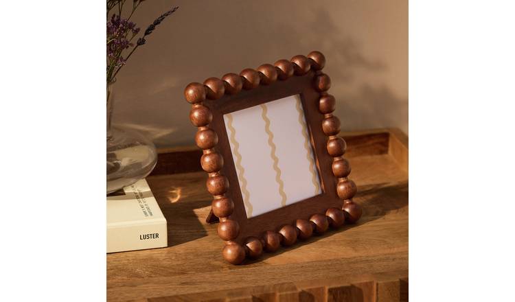 Habitat Brown Bobble Wooden Picture Frame - 5x5"