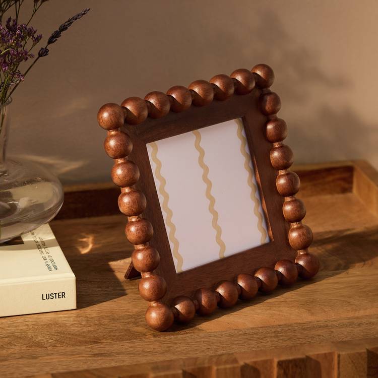 Habitat Brown Bobble Wooden Picture Frame - 5x5" 0