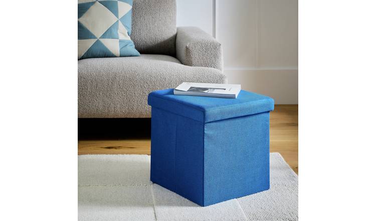 Argos Home Tilly Small Fabric Ottoman - Blue