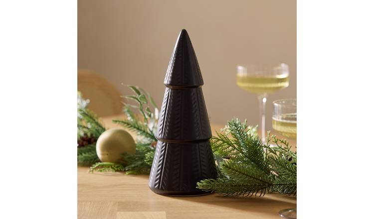 Habitat Black Ceramic Christmas Tree Table Decoration