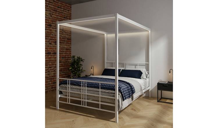 XR Living Fern 4 Poster Double Bed Frame - White