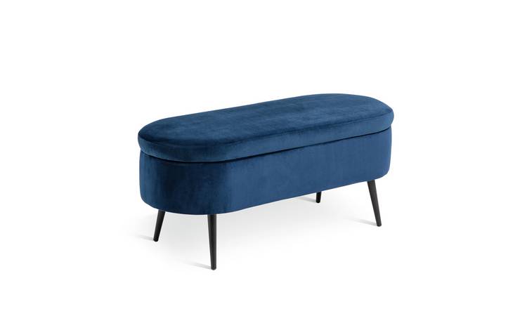 Argos Home Velvet Storage Ottoman - Navy
