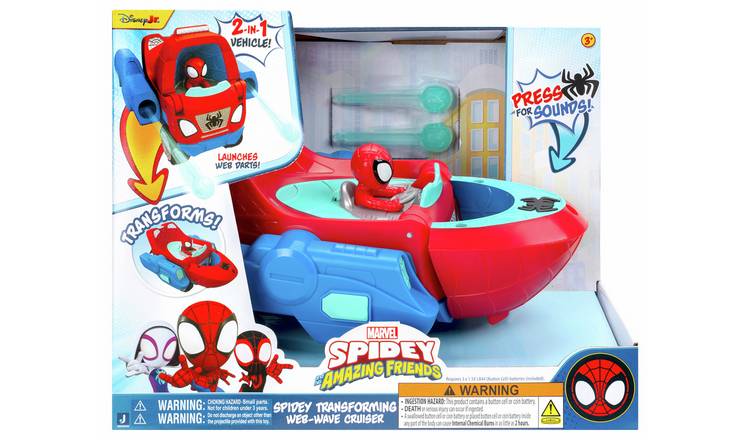 Spidey Transforming Web-Wave Cruiser - 9-Inch 2-In-1 Vehicle