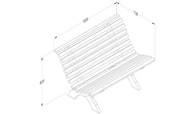 Forest Garden Kuba 2 Seater Wooden Garden Bench - Natural