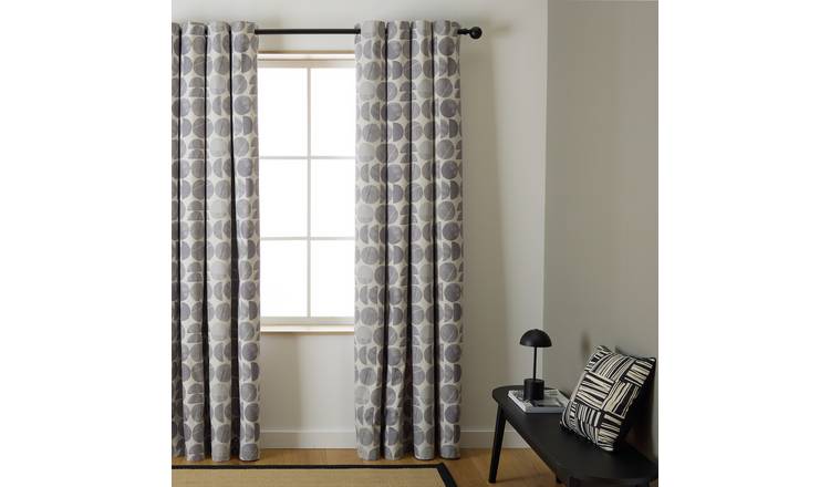 Habitat Geometric Blackout Eyelet Curtains - Grey -168x183cm