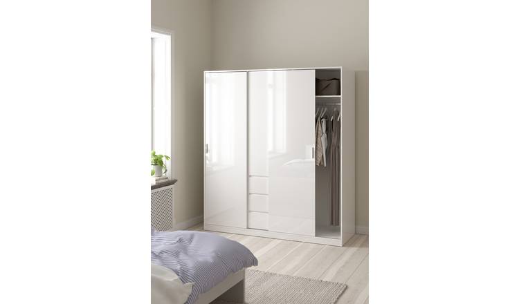 Tvilum Naia 3 Door 3 Drawer Wardrobe - White