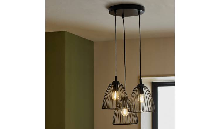 Argos Home Metal 3 Light Cluster Pendant Light - Black