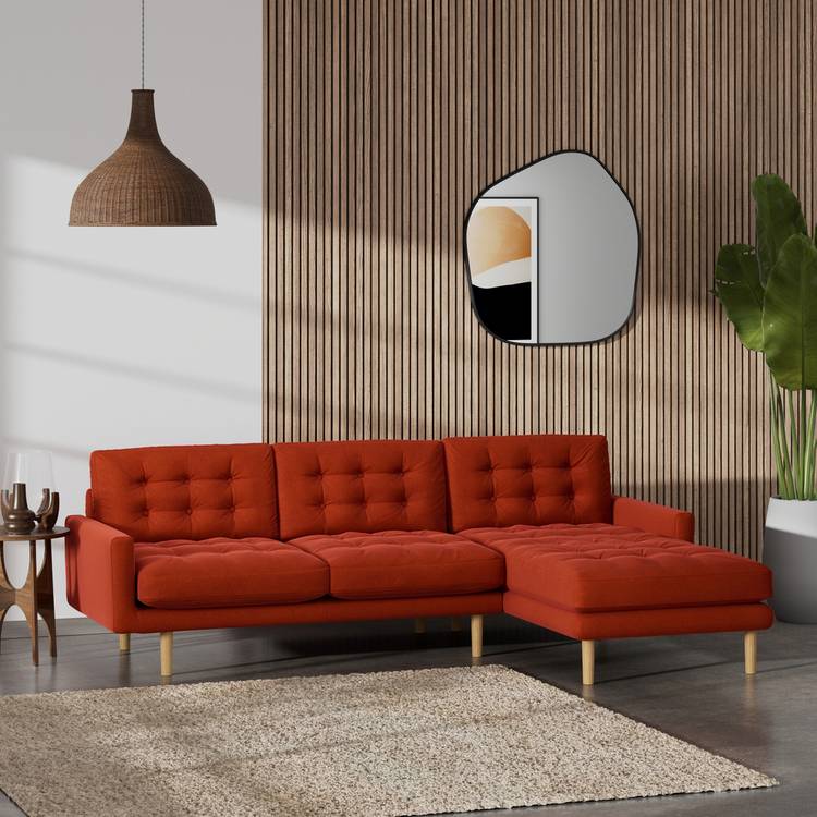 Habitat Fenner Right Hand Corner Sofa - Burnt Orange-Ash Leg 0
