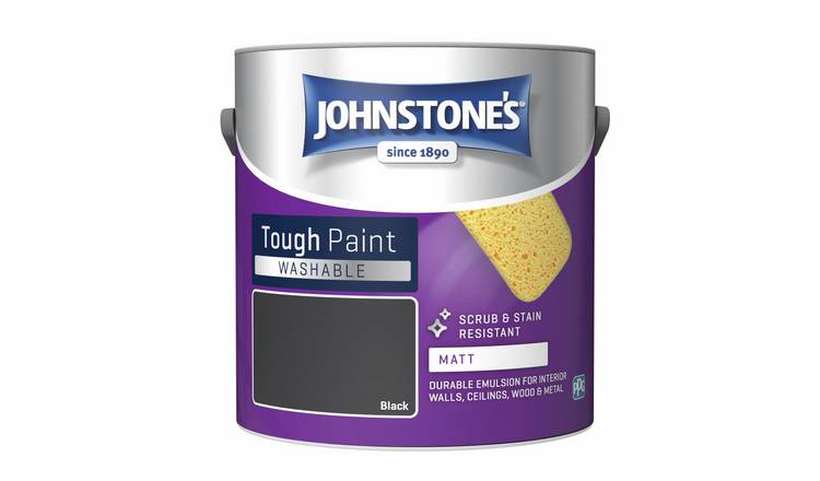 Johnstone's Matt Washable Paint Black 2.5L