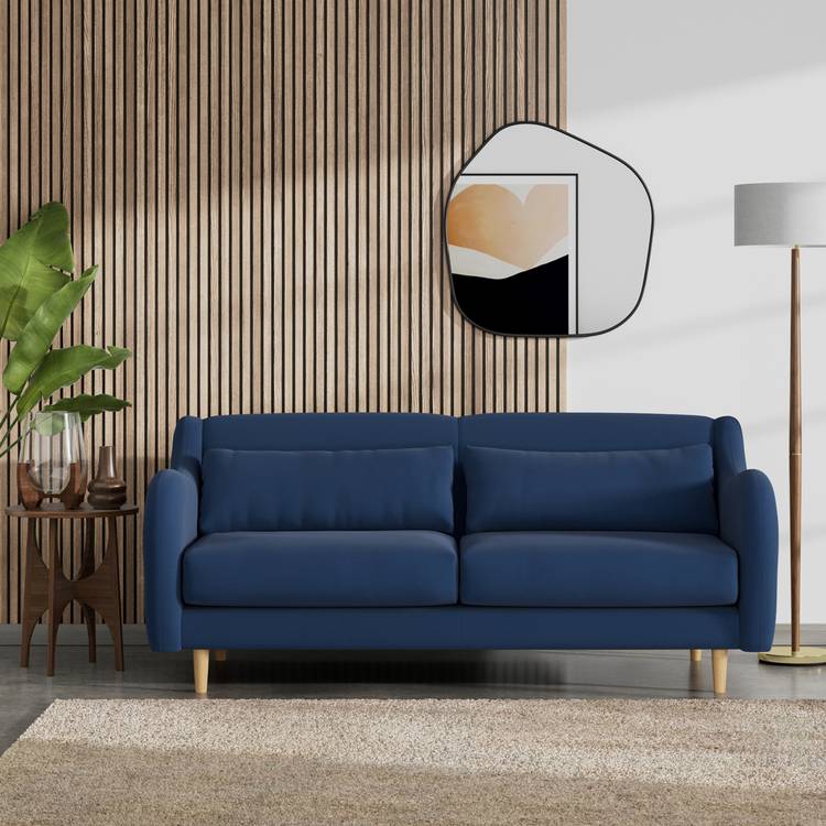 Habitat Turnmill Fabric 2 Seater Sofa - Navy - Ash Leg 0