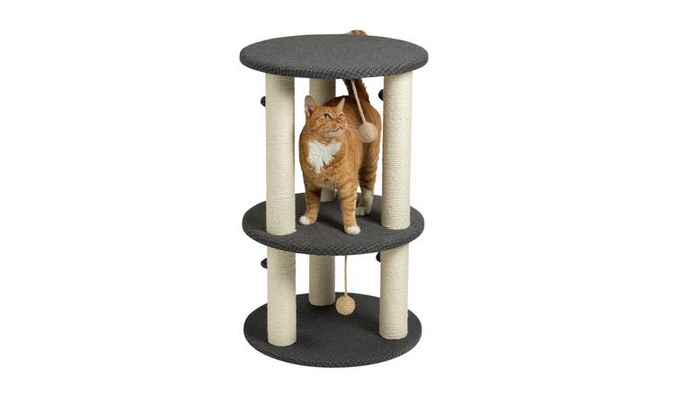 Buy 3 Level Cat Platform Scratch Post with Pompoms Cat toys Argos