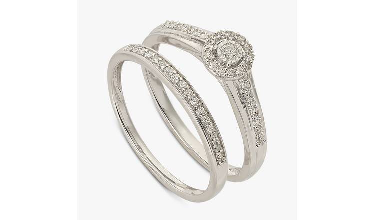 Buy Revere 9ct White Gold 0.25ct Diamonds Bridal Set Ring - J | Womens ...