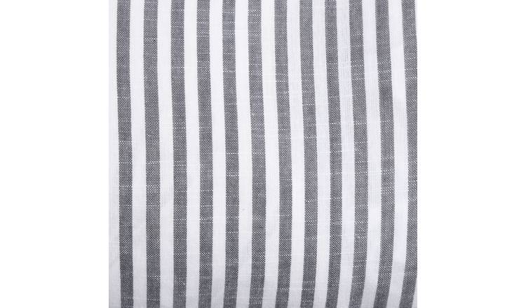 Habitat Lumbar Stripe Ruffle Cushion - Charcoal - 80x30cm