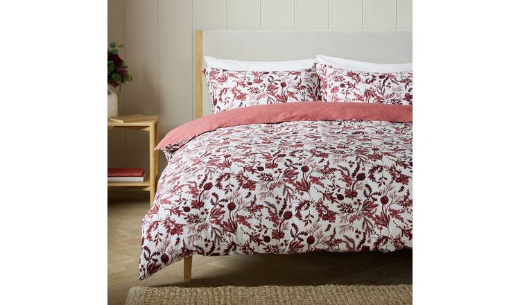 Argos Home Burgundy Foliage Print Bedding Set - Double