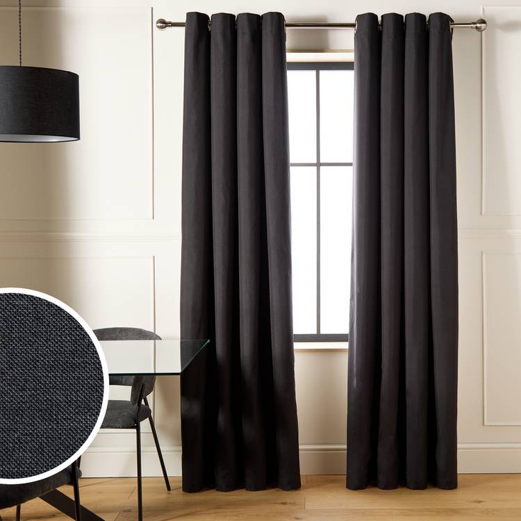 Habitat Blackout Eyelet Curtains - Black - 168x229cm 0