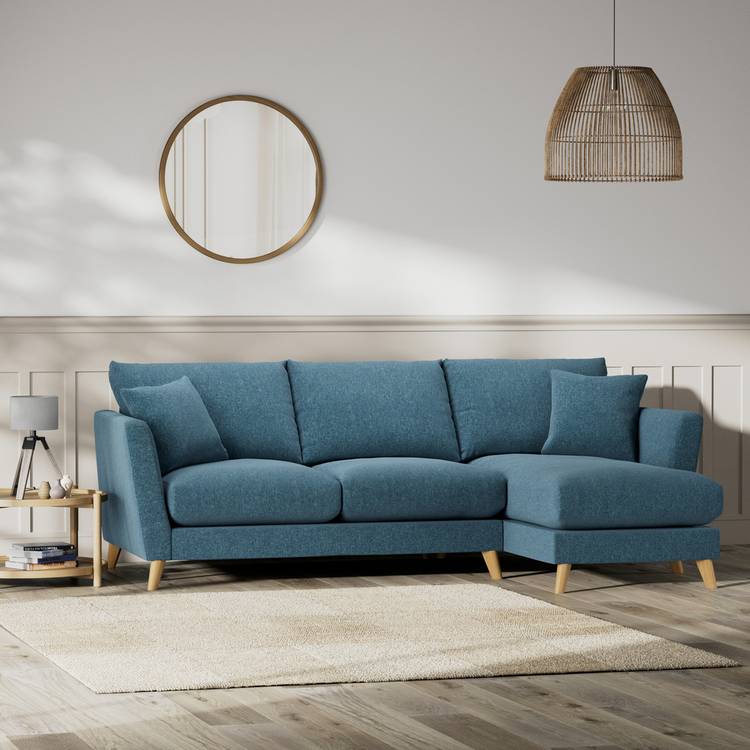 Habitat Lomond Right Hand Corner Sofa - Blue - Ash Leg 0