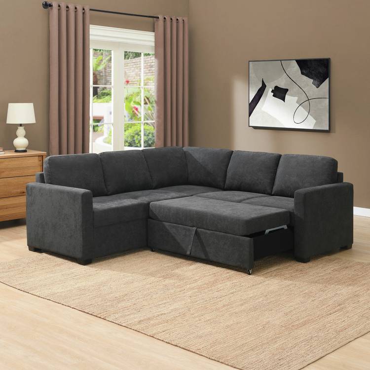 Habitat Reagan Fabric Corner Sofa Bed- Charcoal 0