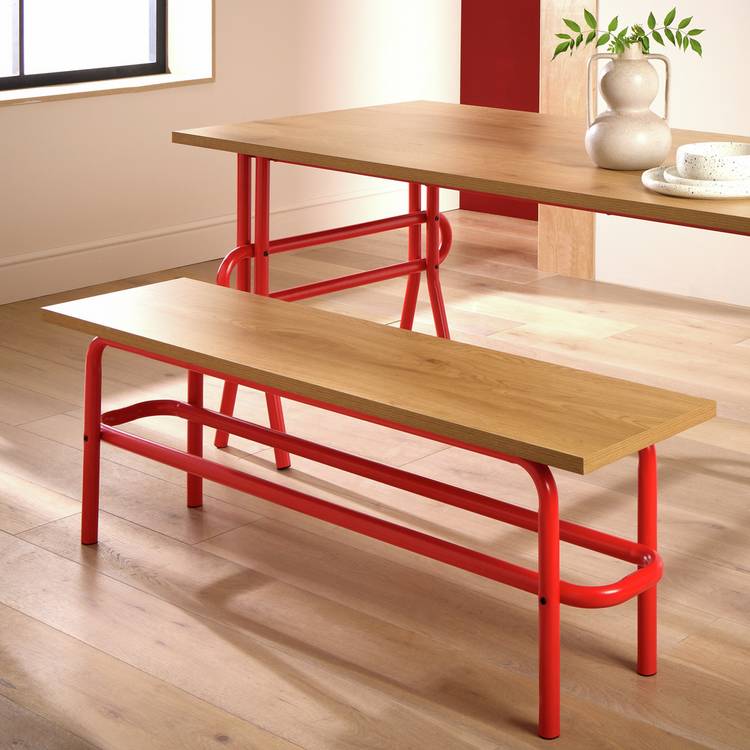 Habitat Ballon Metal Dining Bench - Red 0