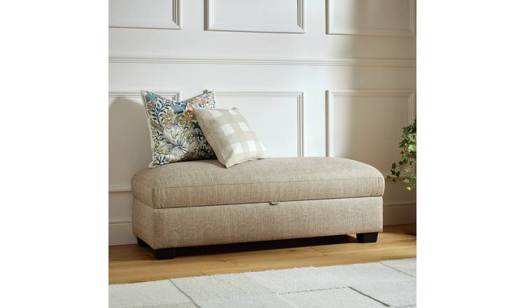 Argos Home Lisbon Fabric Storage Footstool - Stone