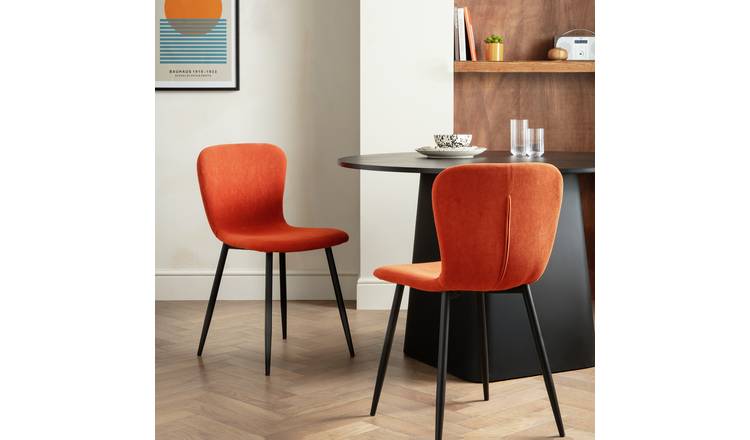 Habitat Shai Pair of Fabric Chairs - Orange