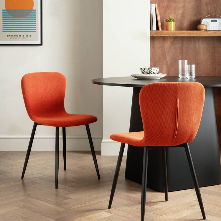 Habitat Shai Pair of Fabric Chairs - Orange 0