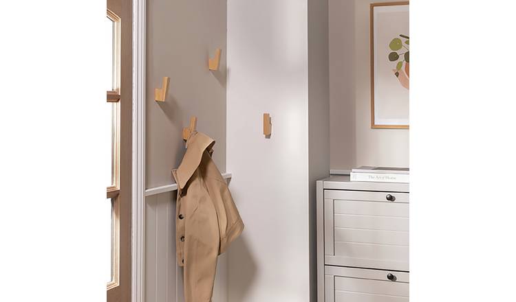 Argos Home Pack of 4 Coat Hooks - Natural