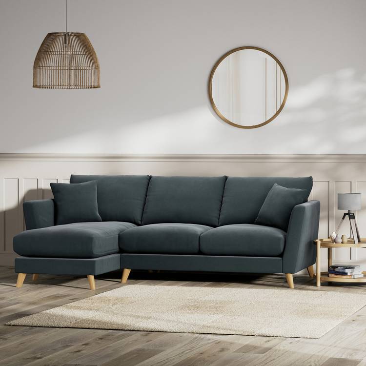 Habitat Lomond Left Hand Corner Sofa - Charcoal - Ash Leg 0