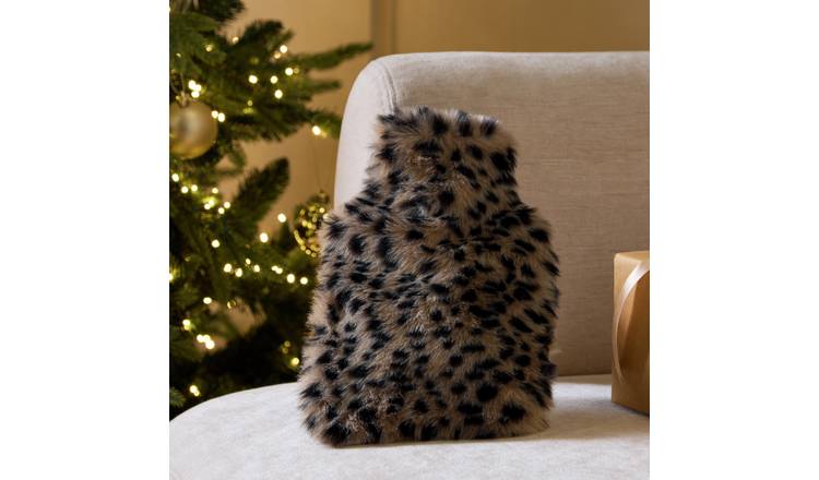Habitat 1L Hot Water Bottle with Faux Fur Animal Print Cover