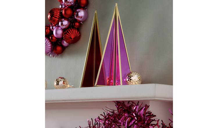 Habitat Assorted Christmas Tree Shaped Ornament - Pink & Red