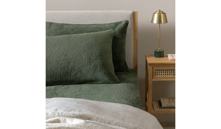 Argos Home Fleece Standard Pillowcase Pair - Green
