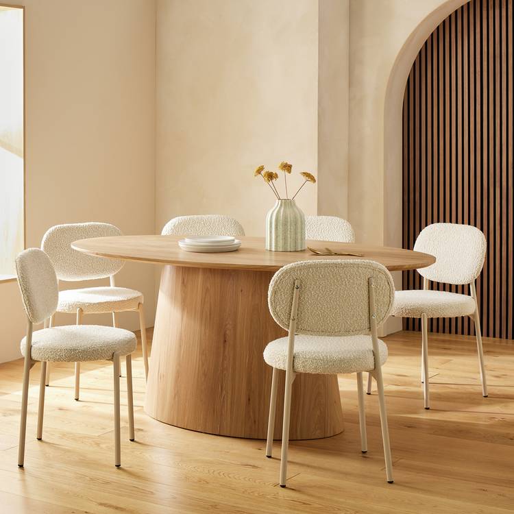 Habitat Pierce Natural Dining Table & 6 White Chairs  0