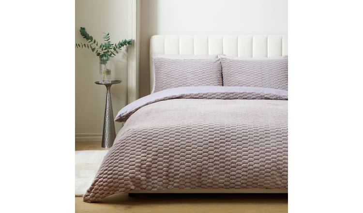 Argos Home Jewel Fur Grey Bedding Set - Single