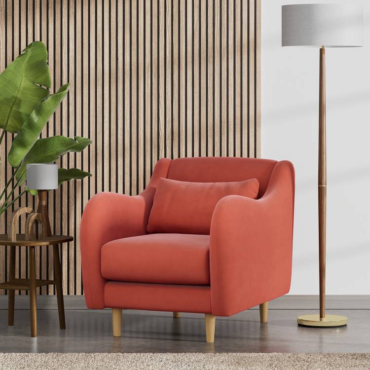 Habitat Turnmill Fabric Armchair - Papaya - Ash Leg 0