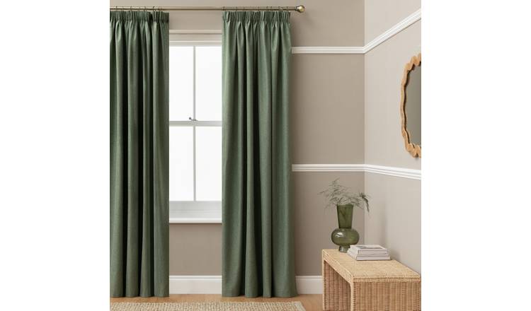 Habitat Blackout Pencil Pleat Curtain - Green - 137x117cm
