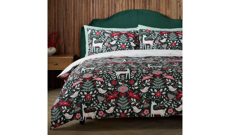Argos Home Deer Print Green Bedding Set - Single