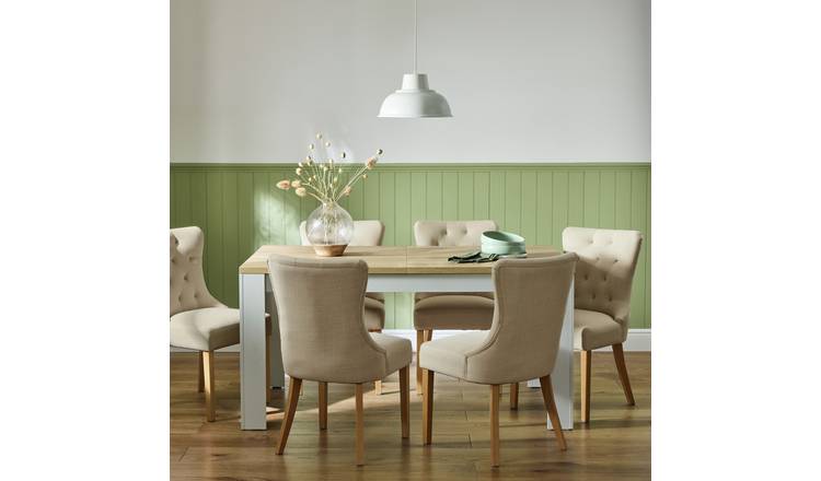Argos Home Preston Extending Dining Table & 6 Cream Chairs