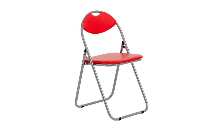 Harbour Housewares Padded Folding Chair - Red/Silver
